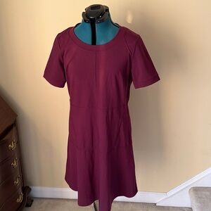 Athleta burgundy en route ponte fit and flare dress